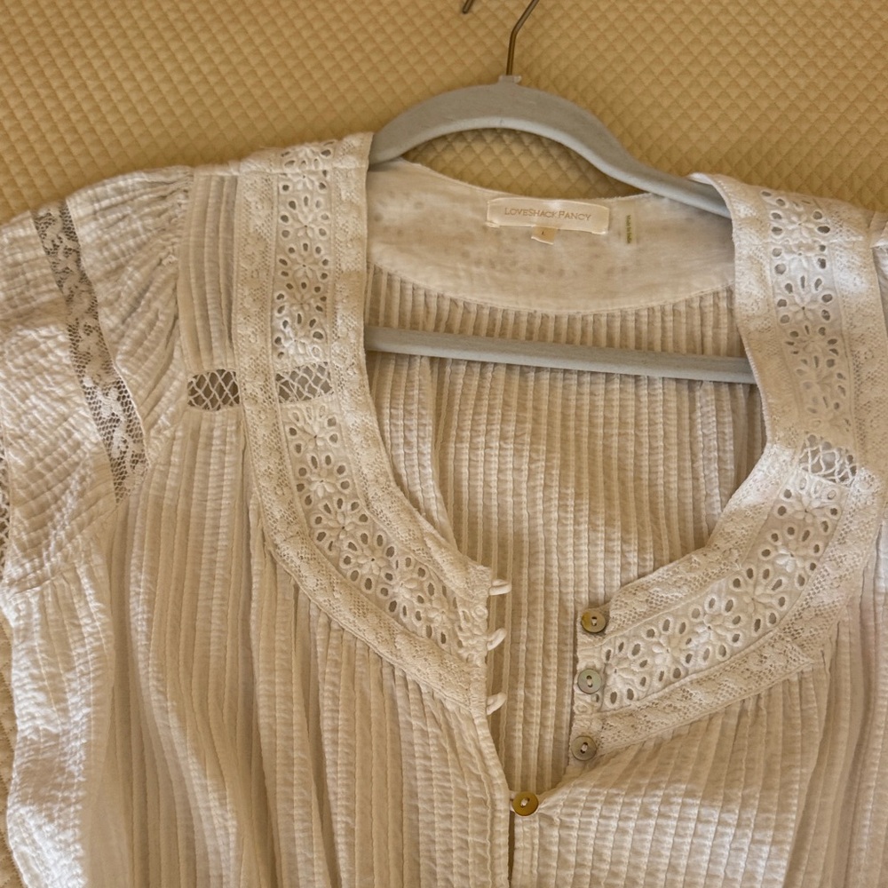 LoveShackFancy White Eyelet Mini Dress - Picture 2 of 6